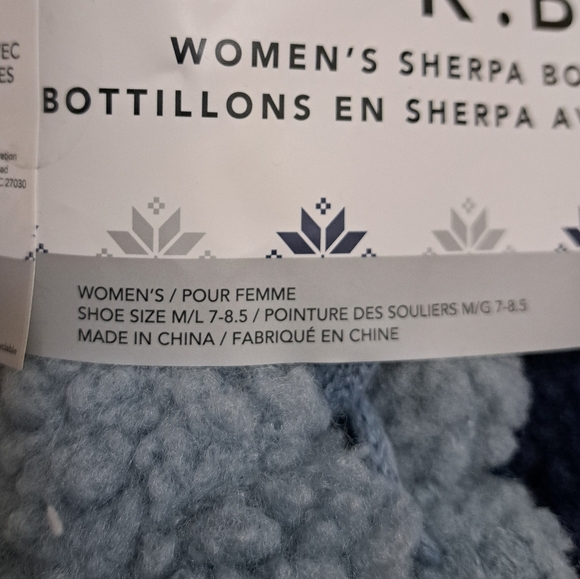 New! K. Bell Cozy Sherpa Booties Women's Slippers Blue Size M/L 7 - 8.5 - Picture 8 of 13